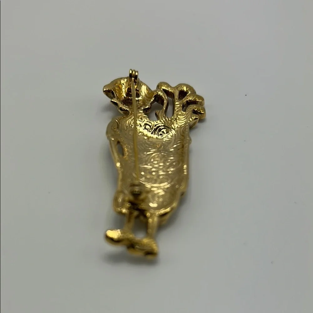 Vintage Lady golfer Gold Rhinestone Pin Brooch Women's Golf Jewelry Elegant